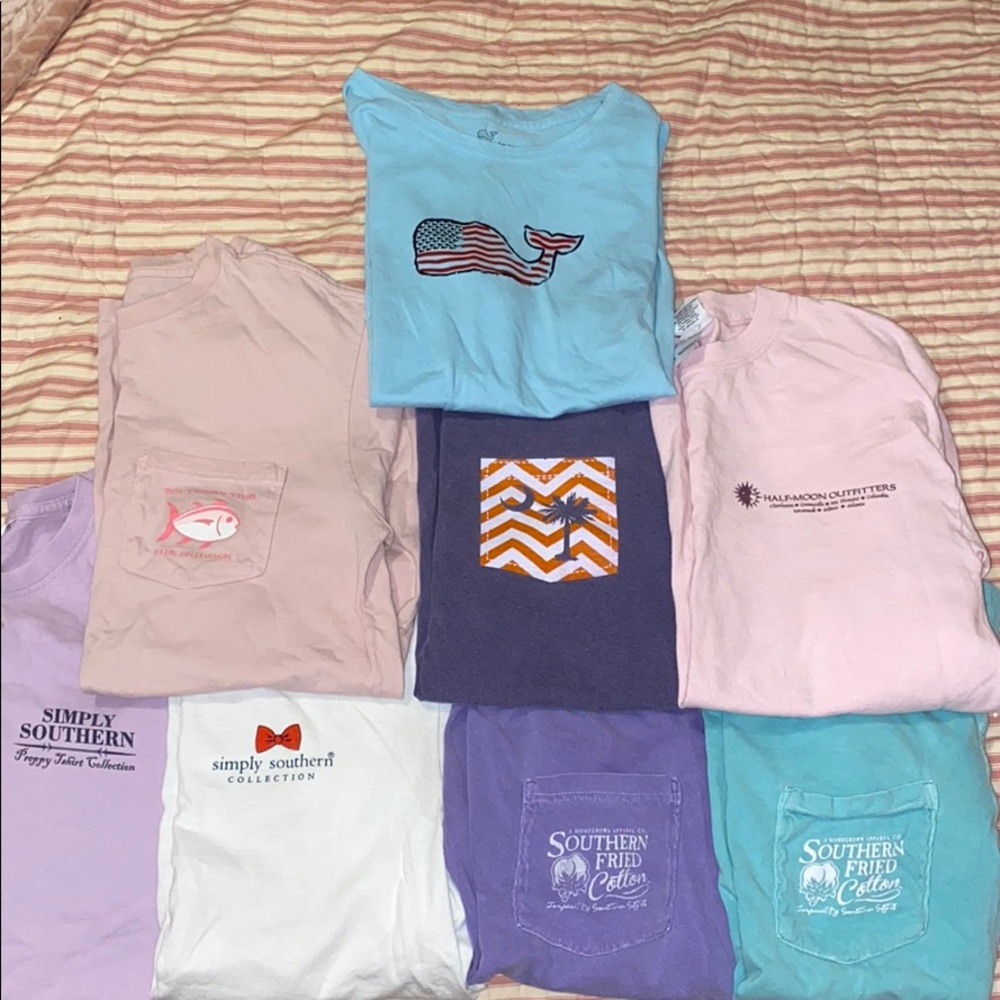Bundle of 8 preppy tshirts women’s size S and XS